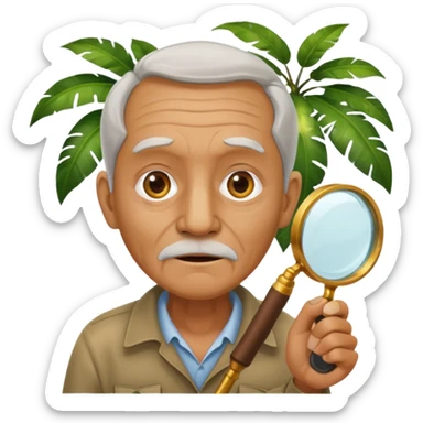 an old with jungle and magnifying glass sticker