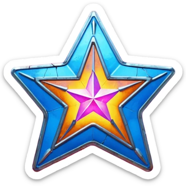 synthwave - aesthetic brilliant divine lighting, oil paint - vintage police star rusty and broken sticker