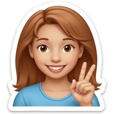 Emoji de una chica con el dedo sobre una esquina de los dientes sonriendo de forma coqueta   sticker