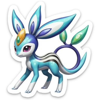 Shiny Spotted Striped Colorful-Fruity-Splash-marked Meloetta-Kyurem-Dialga-Suicune-Pteromon-hybrid sticker