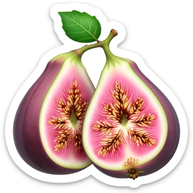 Please create a emoji of a cross-section of a fig with a small leaf sticker
