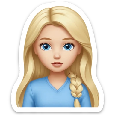 Bratz Cloe Blonde long hair blue eyes, Light blue outfit sticker