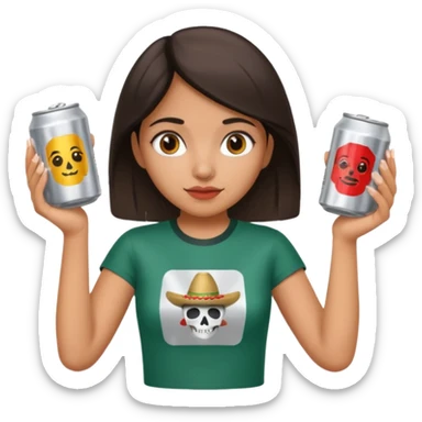 mexican girl with alcohol can sticker