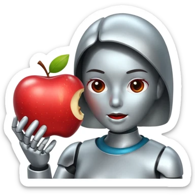 Android a estátua ocorrendo comendo maçã sticker