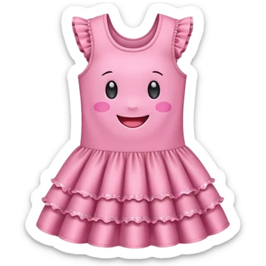 cute kawaii dress with happy smiling face and sparkles emoji style sticker