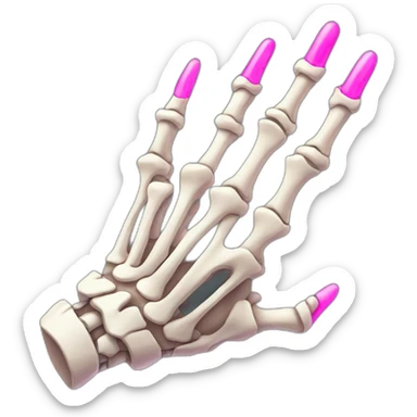 skeleton hand with long pink nails sticker