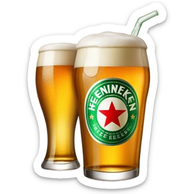 Cinematic Realistic Heineken Pop Culture Emoji, showcasing an iconic beer moment rendered with crisp textures and vibrant, energetic lighting. sticker