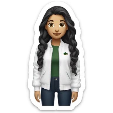 Lacoste bag latin girl with long hair with black lacoste windbreaker sticker