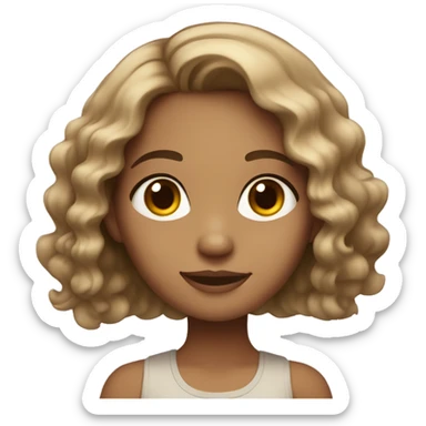 girl with light tan skin and brown wavy hair and brown eyes sticker