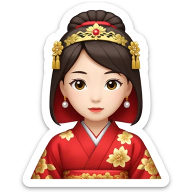 Japanese Princess with in red ceremonial robe kimono sticker