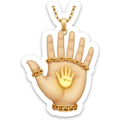 emojis for pendants with chains generally jewelry that is purposeful -- ethereal glowing hand with symbolic palm lines-- 5 fingers reading palm 
 sticker