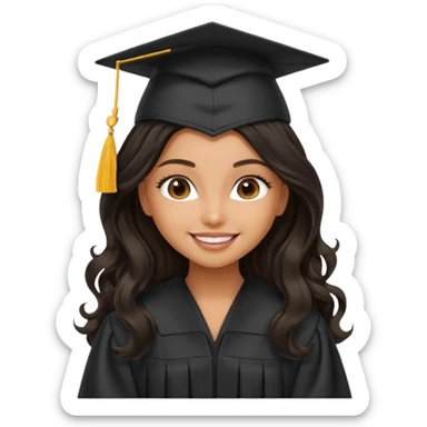 a pretty tan bratz girl with black wavy long hair graduating sticker