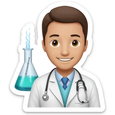 medico con estetoscopio y bata en un hospital sticker