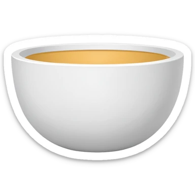 white bowl with plain white color inside, no liquid, no gloss, minimal, simple, clear sticker