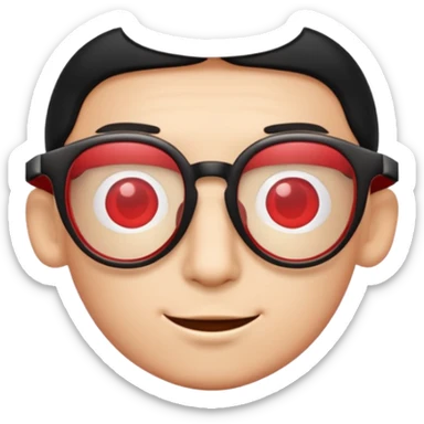 Red Glasses with subtle shine and curved frame edges. sticker