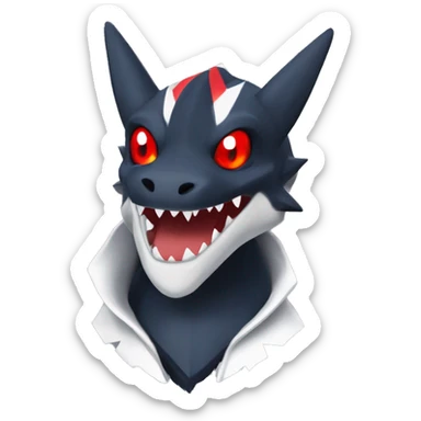 Black Cool Edgy Anthro Sharpedo-Sergal-Garchomp-Fakémon  with White and Red Edgy markings sticker