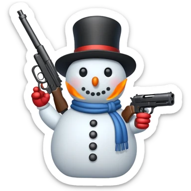 snowman shooting gun with bullets sticker