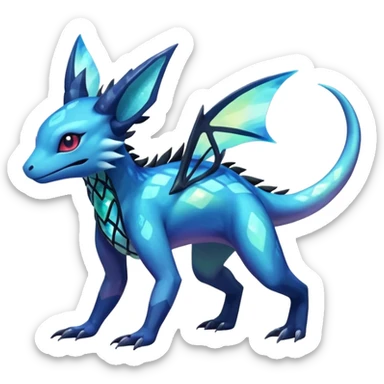 Colorful Dark Shiny Exotic Salandit-Aurorus-Glaceon-Fakémon-hybrid-creature (full body)  sticker