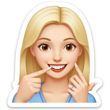 Can you make a girl who is bitting her pointer finger nail like flirty and smiling  sticker