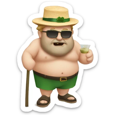 Fat irish man on holiday sticker