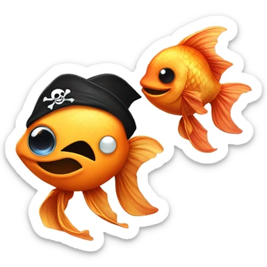 smiling goldfish pirate (eye patch and pirate smiling goldfish pirate with an eye patch and pirate bandana
 sticker