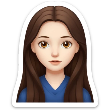pale skin girl with long brunette hair and brown eyes sticker