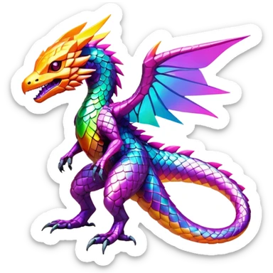Tropical futuristic lush warm-colored modern colorful neon-colored Fakémon-Digimon-creature sticker