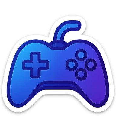 League of Legends style gaming icon in blue and violet colors sticker