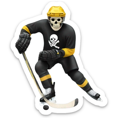 Skeleton hockey player mash-up sticker