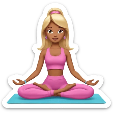 Brown skin blonde hair Barbie doing yoga sticker