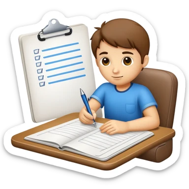 vcrie um emoji de uma pessoa focada nos objetivos,metas e trabalho a fazer no seu plano de ferias sticker