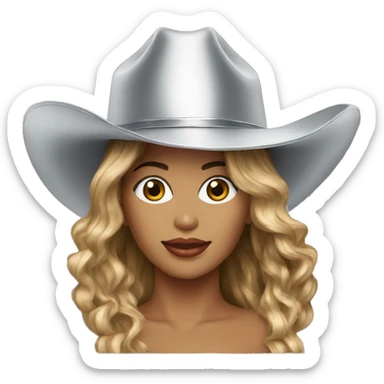 beyonce with a silver cowboy hat sticker