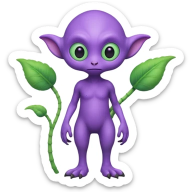 full body cute peacefull alien furry with 2 legs and eye stalks stands upright and looks intelligent ...wears clothing. not green..looks happy and cudly... doesnt have eyes on face, there is a stalk coming from top of head with a single large eye sticker
