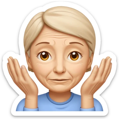Simple emoji of a face with wrinkles being smoothed by hands, both hands gently stretching the skin, wrinkles visible on one part and smooth skin on the other, clear wrinkle-reducing effect, simple and easy-to-understand icon, no beauty or medical elements

 sticker