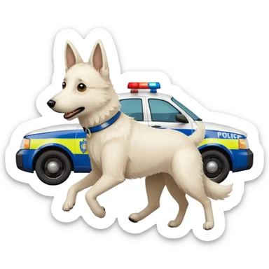 White belgian Shepard Fleeing from police car sticker