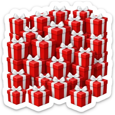 lots of red gift boxes with white bows sticker