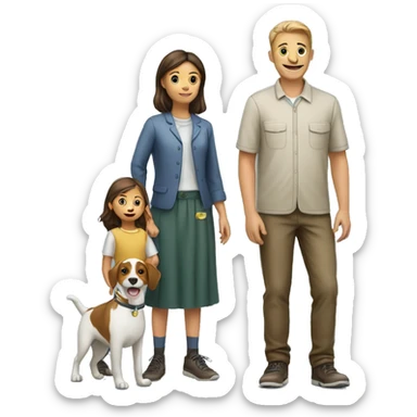 Family With Patents ohne oldet boy one Young Girl and a dog  sticker
