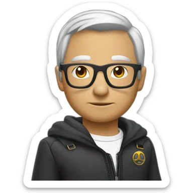 Un mec chauve à lunettes avec un Gun sticker