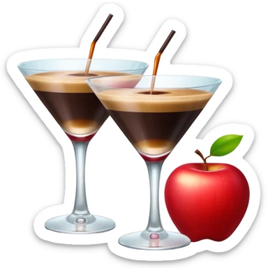 The apple heart eye emoji except the emoji has espresso martinis for eyes sticker