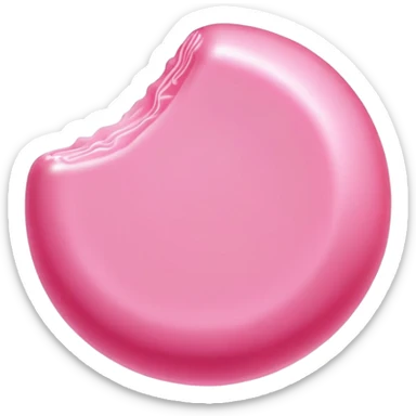 a piece of bright pink bubble gum, chewy candy, pink chewing gum sticker