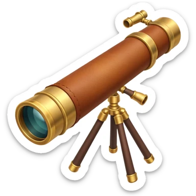 pirate spyglass object icon, brass telescope, leather grip, 3D cartoon, mobile game icon style, centered, clean background, no text, no watermark
 sticker