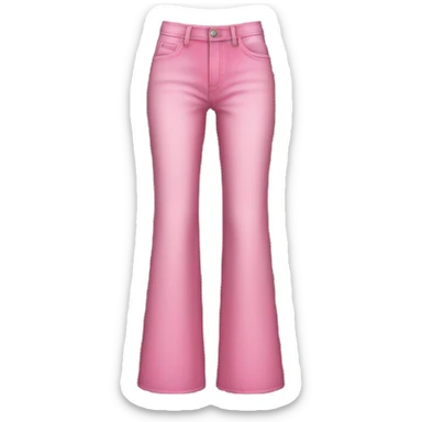 Realistic Wide Long leg high waisted pink jeans, isolated sticker