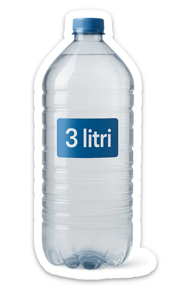bottiglia di acqua con scritto 3 litri sticker
