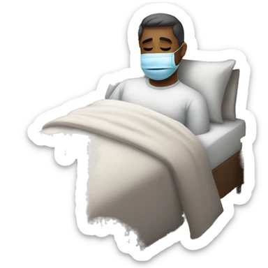 A man have mask and sleeping on bed sticker