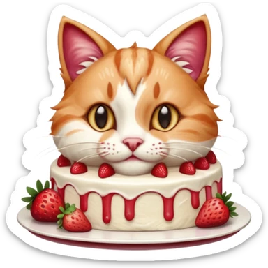 Close-up cinematic shot of a cat tasting strawberry cake, creamy frosting on its paws, dramatic soft lighting, warm tones, ultra detailed fur, shallow depth of field, professional photography style
, sticker