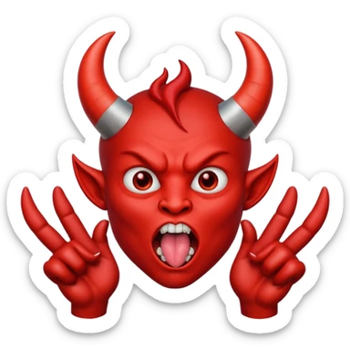 person sticking tongue out with devil horn hands around mouth sticker