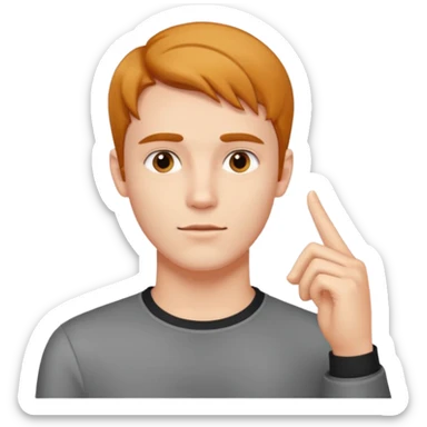 (Mewing) make a emoji of a guy looking to the left full face with a good jawline he looks Sigma in a Gen Z way, and he’s touching with his pointer finger, his jaw line sticker