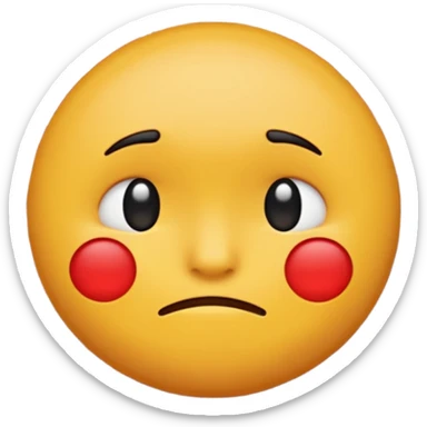 If you are familiar with the Melting Face Emoji, the round yellow face, with no define facial features, generate an emoji with that face but sad. Also, the face should be leaning against a red brick wall, with one cheek touching it, so this wall should be in perspective to understand the composition sticker
