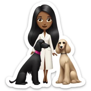 White fashion Women  black hair full body with Afghan Hound, Schiaparelli sticker