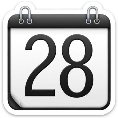 calendar with number 28 bold black numbers sticker